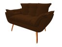 Ver imagem 1 de Namoradeira Decorativa Opala Suede Marrom 2 Lugares Pés Madeira Ms Decor