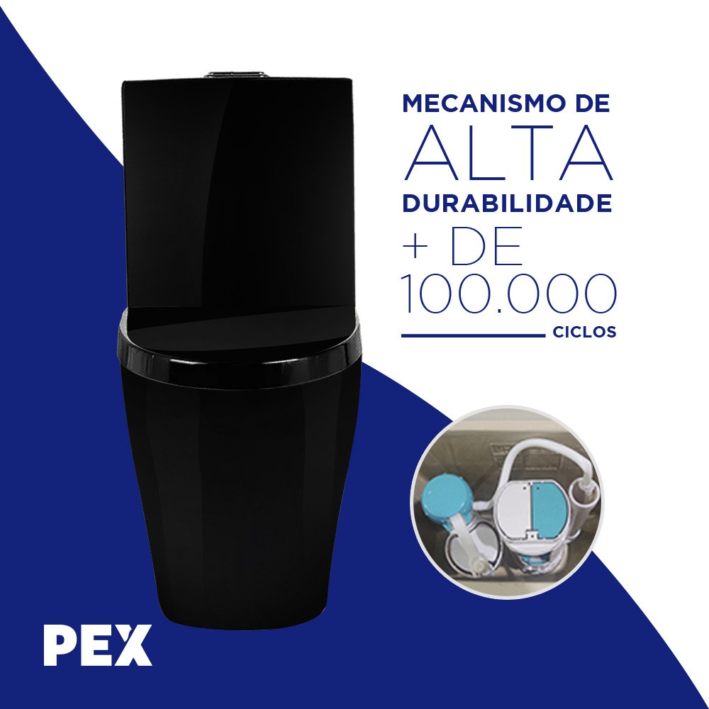 Vaso Sanitário Monobloco Preto Pex Nero Produzido em Cerâmica - 4