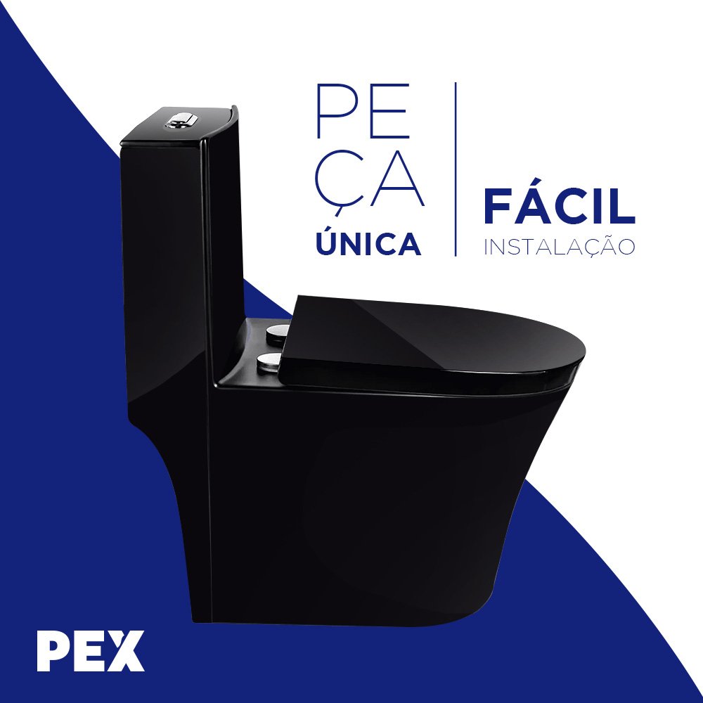 Vaso Sanitário Monobloco Preto Pex Nero Produzido em Cerâmica - 6