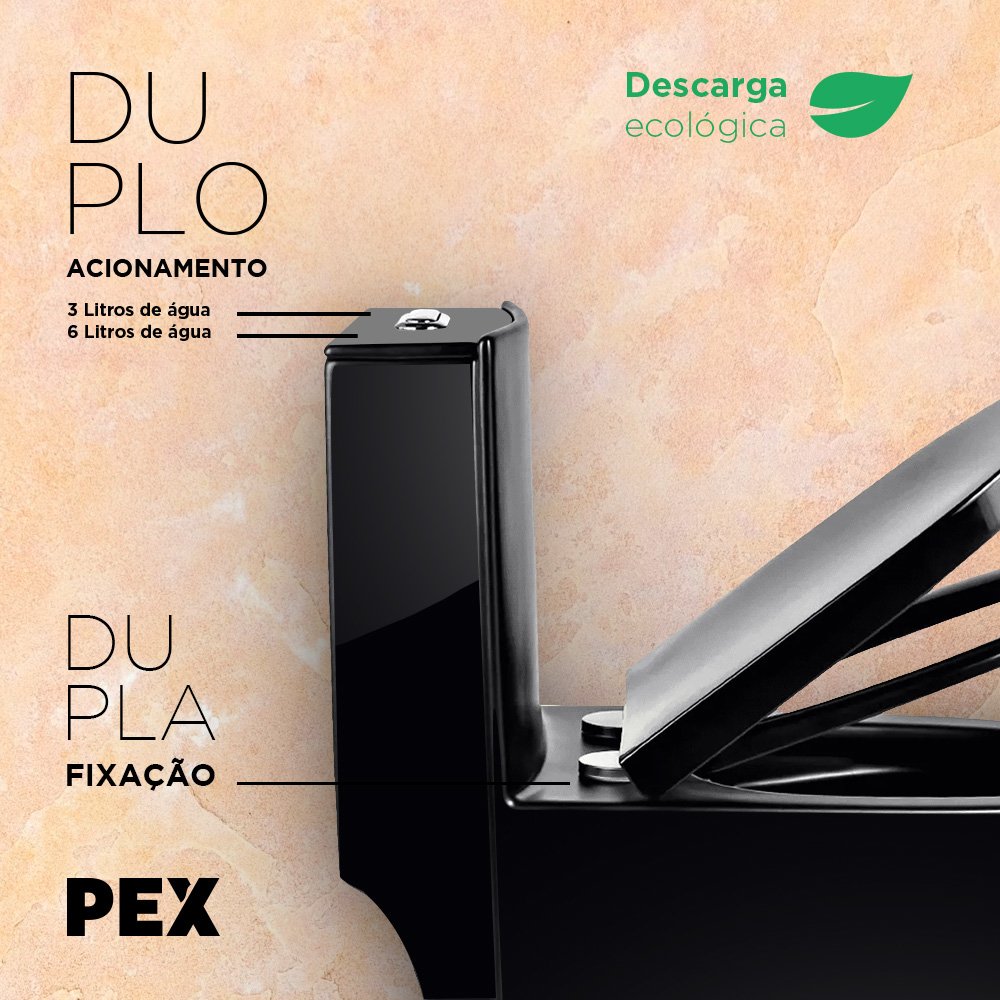 Vaso Sanitário Monobloco Preto Pex Nero Produzido em Cerâmica - 3