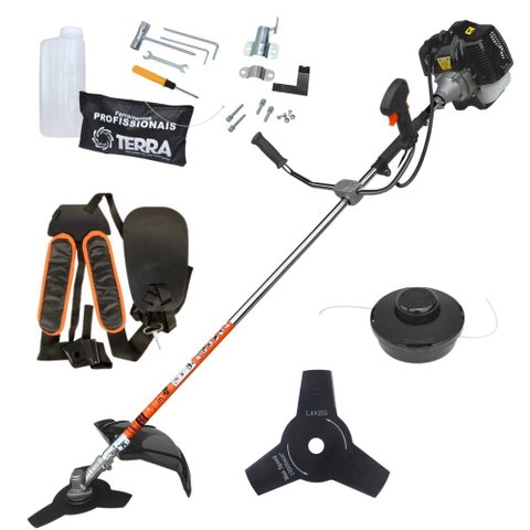 Roçadeira Aparador de Grama Á Gasolina Terra 43cc 1,7hp Lateral Grh430 Alta Performance