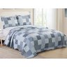 COLCHA PATCHWORK SOLTEIRO C/ PORTA TRAV. AZUL - 1