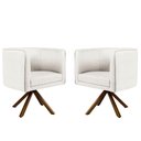 Ver imagem 1 de Kit 02 Poltronas Giratória Nix Linho Creme Gran Belo