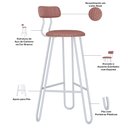 Ver imagem 3 de Kit 05 Banqueta Alta Bar Cozinha Sala de Jantar Áris C01 Branco Linho Rosê - Lyam Decor