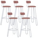 Ver imagem 1 de Kit 05 Banqueta Alta Bar Cozinha Sala de Jantar Áris C01 Branco Linho Rosê - Lyam Decor