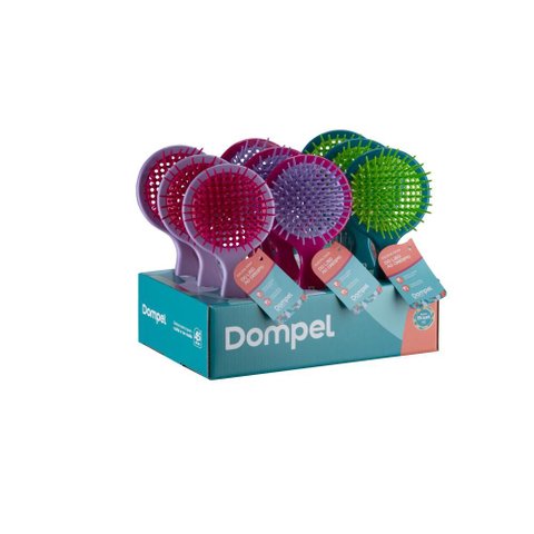 Display Escova Favo Red 4032 Dompel c/ 9 Escovas - Violeta, Rosa Escuro e Verde Escuro
