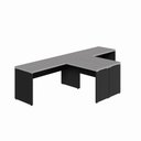 Ver imagem 1 de Mesa L Escritório 2 Lugares 3,00m X 1,50m Pés Painel F5 Cor:cinza Sagrado com Preto