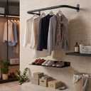 Ver imagem 2 de Arara Cabideiro 60cm para Roupas Loja Closet + Prateleira 60cm Multiuso Fixação de Parede Preto