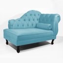 Ver imagem 1 de Recamier Sofá Divã Com Pés Retro 120X60 - Elã:Suede Azul Turquesa