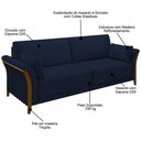 Ver imagem 3 de Kit Sofá Living 3 Lugares e Poltrona 102cm Pés Madeira Roya M22 Veludo Azul Marinho - Mpozenato