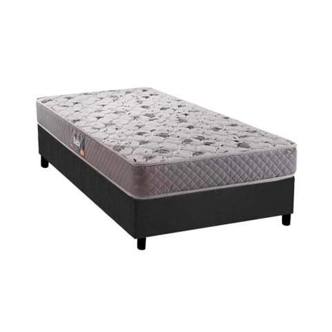 Cama Box Solteiro: Colchão Ortopédico Herval D28/ag65 Black + Base Crc Suede Gray(88x188)