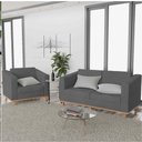 Ver imagem 2 de Kit Sofá 2 Lugares e 2 Poltronas Europa Linho Cinza Escuro AM Decor