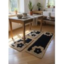 Ver imagem 2 de Jogo de Tapete de Cozinha 3 Peças Preto com Dourado Floral 3 Peças – 1,60 e 70 X 50cm Antiderrapante