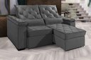 Ver imagem 1 de Sofá Retrátil e Reclinável Berlim 2.30m Velusoft D33 "cinza" - Estilo Estofados