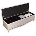 Ver imagem 3 de Cabeceira Cama Box Casal Queen 160cm Com Calçadeira Baú Imperial J02 Suede Bege - Mpozenato