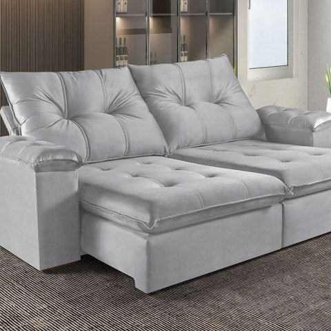 Sofá Retrátil e Reclinável 4 Lugares M-194 2,50m Molas Ensacadas Pillow Top Estofados Martins