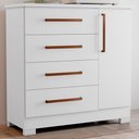 Ver imagem 1 de Cômoda Leone 1 Porta 4 Gavetas Flex Branco New/rosa - Pnr Móveis