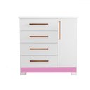 Ver imagem 6 de Cômoda Leone 1 Porta 4 Gavetas Flex Branco New/rosa - Pnr Móveis