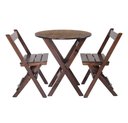 Ver imagem 1 de Mesa Redonda Madeira 68cm Diametro Dobravel com 2 Cadeiras Imbuia / Liso