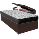 Ver imagem 1 de Cama Box Baú Marrom e Colchão Iso100 Espuma D33 Solteiro Ortobom