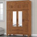 Ver imagem 6 de Guarda Roupa 8p 2g Espelho com Aplique 150 Cm 1275 Castanho Milani Store