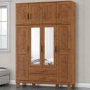 Ver imagem 2 de Guarda Roupa 8p 2g Espelho com Aplique 150 Cm 1275 Castanho Milani Store