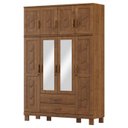 Ver imagem 1 de Guarda Roupa 8p 2g Espelho com Aplique 150 Cm 1275 Castanho Milani Store