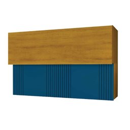 Armário Aéreo de Cozinha 3 Portas Pilar Cinamomo com Azul Turquesa - 4