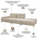 Ver imagem 5 de Sofá 4 Lugares com Puff para Sala Living 297cm Modular Pés Industrial Oslo L06 Couro Bege Areia - Ly