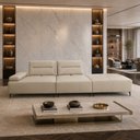 Ver imagem 4 de Sofá 4 Lugares com Puff para Sala Living 297cm Modular Pés Industrial Oslo L06 Couro Bege Areia - Ly