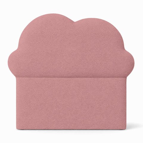 Cabeceira Infantil Cama Solteiro 120cm Orgânica Curva Nuvem Bouclê Rosê - Montanari's Decor