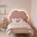 Ver imagem 2 de Cabeceira Infantil Cama Solteiro 120cm Orgânica Curva Nuvem Bouclê Rosê - Montanari's Decor
