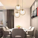 Ver mais imagens de Lustre Pendente Circular 25cm Dourado Globo Vidro 15cm Luminária Teto Gimpo Kjdd-e-205-gold