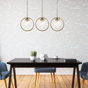 Ver imagem 3 de Lustre Pendente Circular 25cm Dourado Globo Vidro 15cm Luminária Teto Gimpo Kjdd-e-205-gold