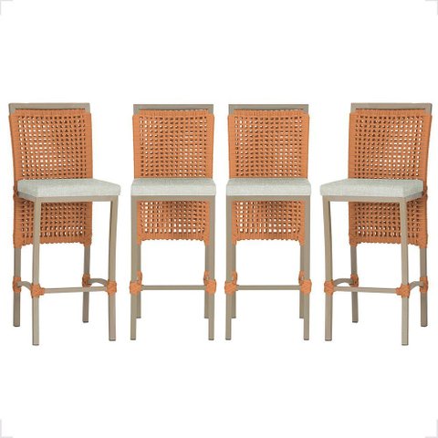 4 Banqueta em Alumínio Roma Fendi Corda Náutica Tecido 3