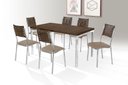 Ver imagem 1 de Conjunto Mesa Inovare Cr 1,40x0,80 MDP-6 Cad.Dalia Junco Cr - Junco Marrom - Tampo Tinto Trendi