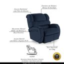 Ver imagem 4 de Poltrona do Papai Sala de Cinema Reclinável Kylie Glider Manual Giratória PU Azul G23 Gran Belo Kyli