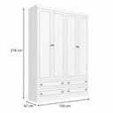 Ver mais imagens de Guarda-Roupa Infantil 4 Portas 4 Gavetas Branco Americano