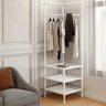 Sapateira Rack Canto Cabides Roupas Portatil Armario Organizador Dobravel Arara Branco - 1