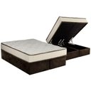 Ver imagem 1 de Cama Box Baú Queen: Colchão Molas Luckspuma Bonnel Montreal Spring + Base CRC Suede Brown(158x198)