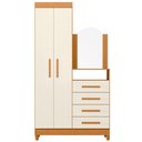Ver imagem 7 de Cômoda Roupeiro para Quarto 2 Portas 4 Gavetas com Espelho Alba A04 Cinamomo Off White - Lyam Decor