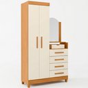 Ver imagem 6 de Cômoda Roupeiro para Quarto 2 Portas 4 Gavetas com Espelho Alba A04 Cinamomo Off White - Lyam Decor