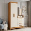 Ver imagem 2 de Cômoda Roupeiro para Quarto 2 Portas 4 Gavetas com Espelho Alba A04 Cinamomo Off White - Lyam Decor