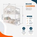 Ver imagem 5 de Beliche Solteiro Casinha Dos Sonhos com Varanda 02 Gavetas Madeira Maciça Branco Housin
