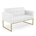 Ver imagem 3 de Kit 1 Sofá Namoradeira e 2 Poltronas Elisa Corino Branco Base Metálica Industrial Dourado - D'Rossi