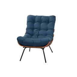 Poltrona Costela com Puff - Suede : Azul Escuro Zahav Estofados - 3