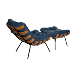 Poltrona Costela com Puff - Suede : Azul Escuro Zahav Estofados - 2