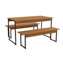 Ver imagem 1 de Mesa com 2 Bancos Estilo Industrial Kappesberg LI013 Canela/Preto Fosco