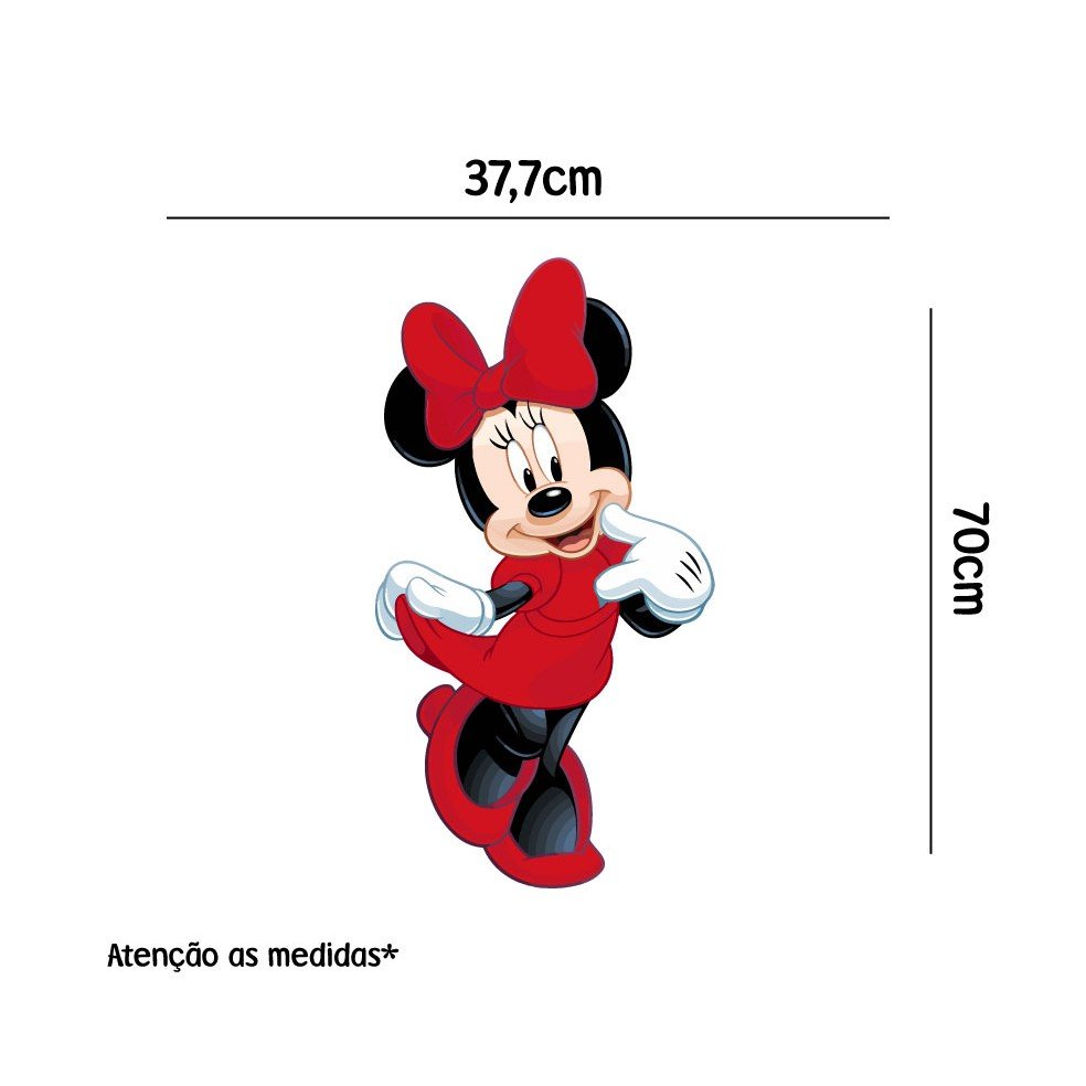 Adesivo de Parede Minnie Vermelha - *ATENÇÃO AS MEDIDAS*:37,7 x 70 cm - 2