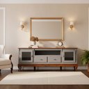Ver imagem 1 de Rack Linz 2 Portas Vidro 2 Gavetas Pés Luis Xv 75 x 195 x 40 cm (a X L X P)